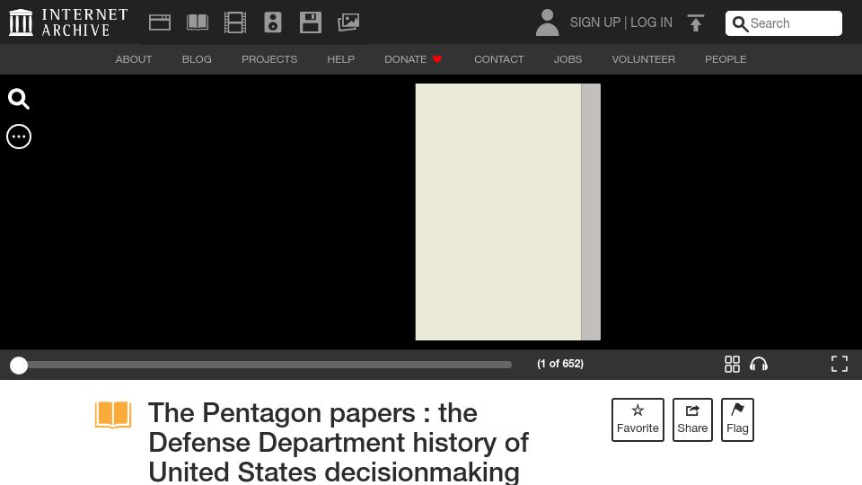 Screenshot of archive.org: Daniel Ellsberg: The Pentagon Papers