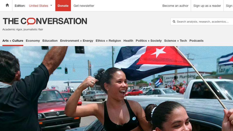 Screenshot of theconversation.com: Linguists have identified a new English dialect that’s emerging in South Florida
