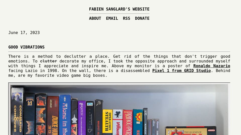 Screenshot of fabiensanglard.net: Good Vibrations