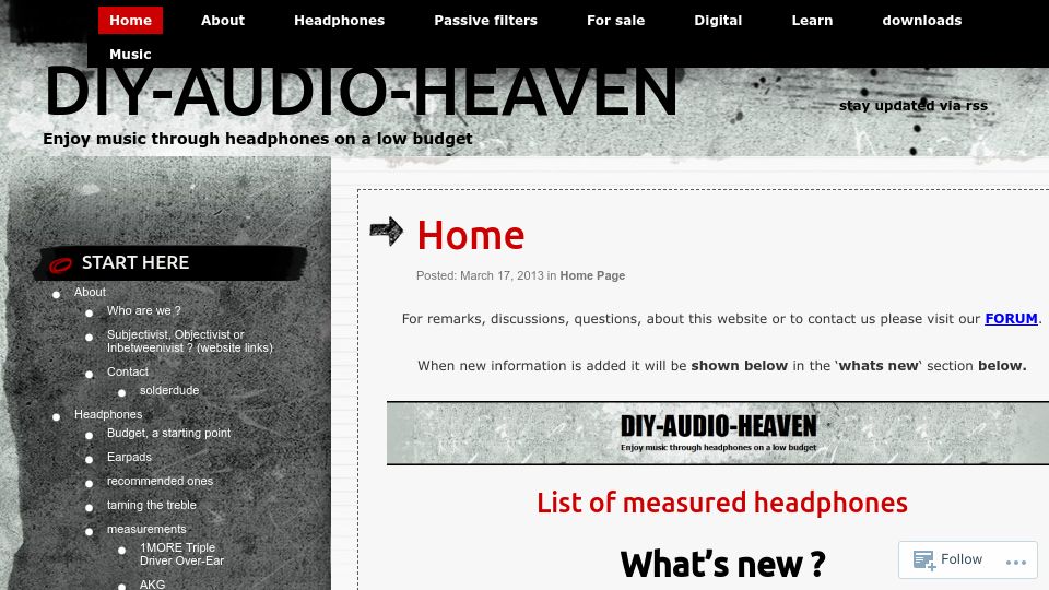 Screenshot of diyaudioheaven.wordpress.com: DIY-Audio-Heaven