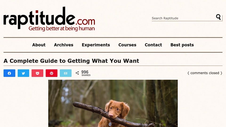 Screenshot of raptitude.com: A complete guide to getting what you want (2018)
