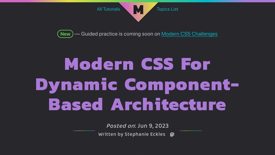 Screenshot of moderncss.dev: Modern CSS for Dynamic Component-Based Architecture