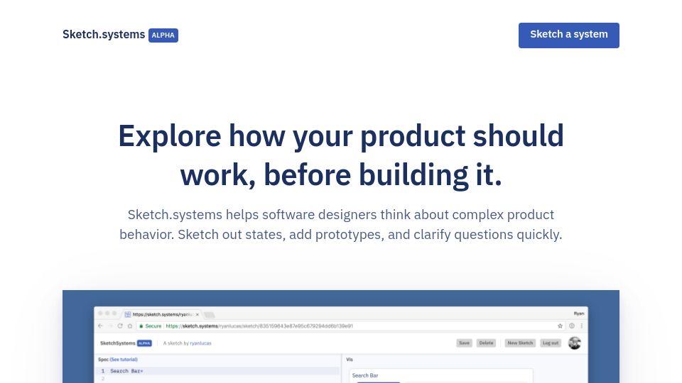 Screenshot of sketch.systems: Sketch.systems