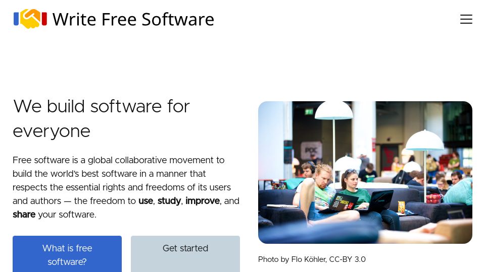 Screenshot of writefreesoftware.org: Write Free Software