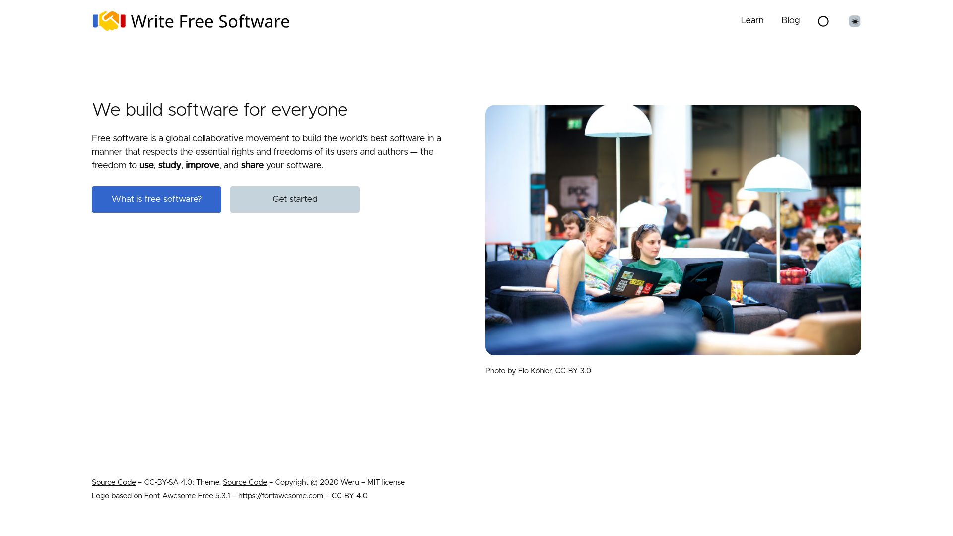 Screenshot of writefreesoftware.org: Write Free Software