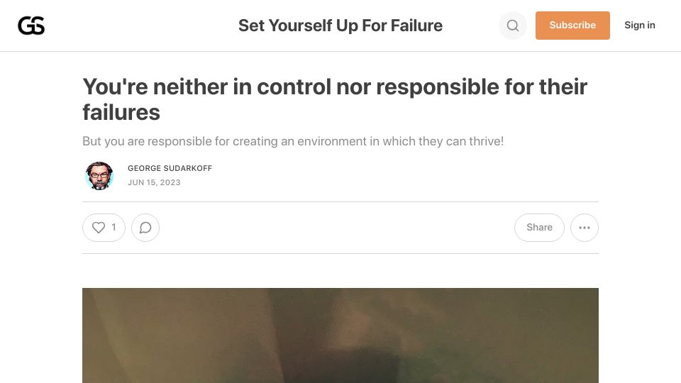 Screenshot of sudarkoff.blog: You're neither in control nor responsible for their failures