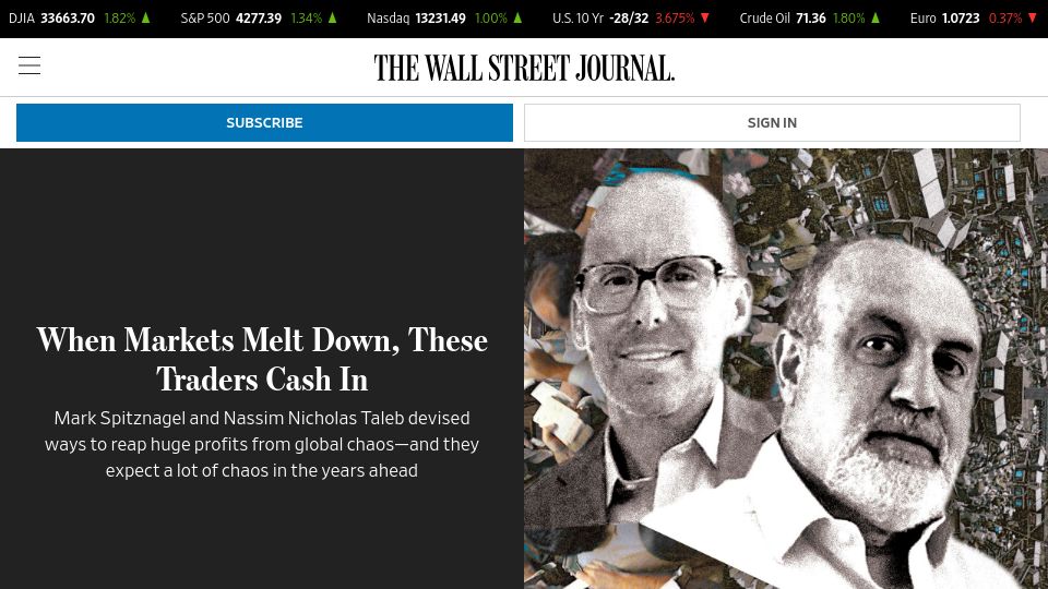 Screenshot of wsj.com: When Markets Melt Down, These Traders Cash In