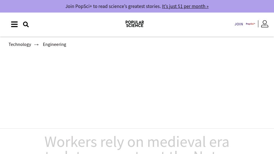 Screenshot of popsci.com: Workers rely on medieval era tech to reconstruct the Notre Dame