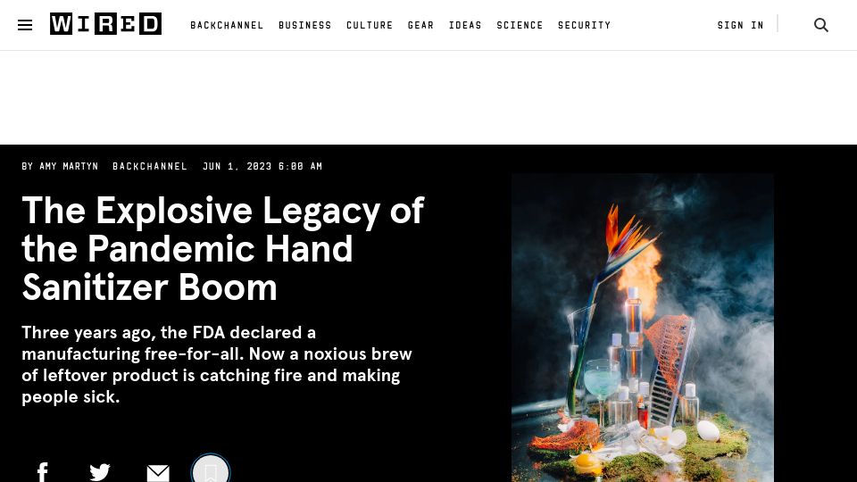 Screenshot of wired.com: The explosive legacy of the hand sanitizer boom