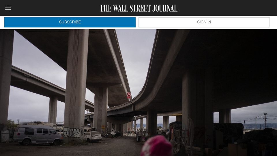 Screenshot of wsj.com: California spent $17B on homelessness – it’s not working