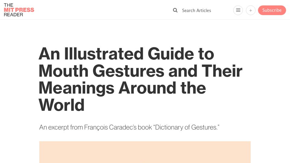 Screenshot of thereader.mitpress.mit.edu: Mouth gestures and their meanings around the world (2005)