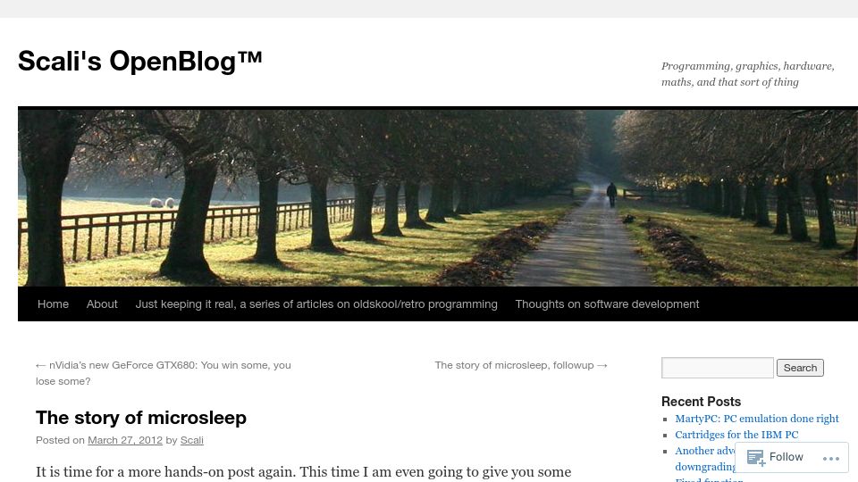 Screenshot of scalibq.wordpress.com: The Story of Microsleep (2012)
