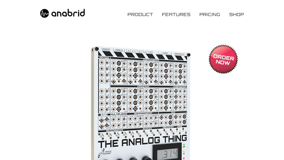 Screenshot of the-analog-thing.org: The Analog Thing: an open source, educational, low-cost modern analog computer
