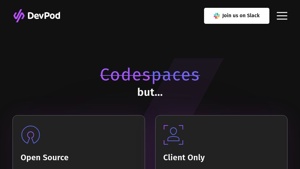 Screenshot of devpod.sh: Codespaces but open-source, client-only, and unopinionated