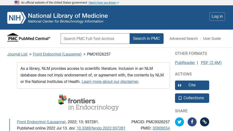 Screenshot of ncbi.nlm.nih.gov: Benzene Exposure Alters Endocrine Activity