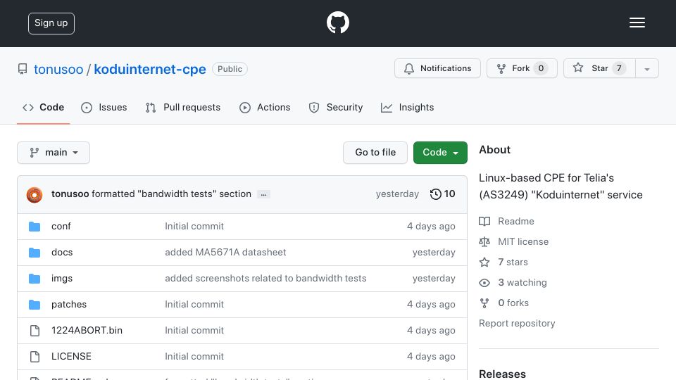 Screenshot of github.com: Show HN: Debian-based home router