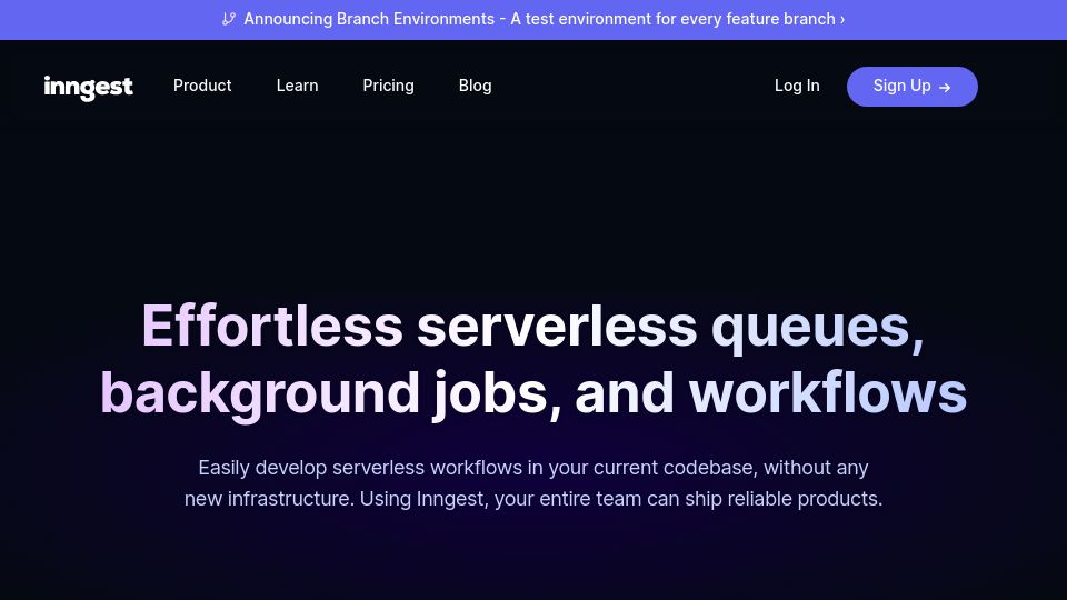 Screenshot of inngest.com: Show HN: Inngest – Developer platform for background jobs and workflows