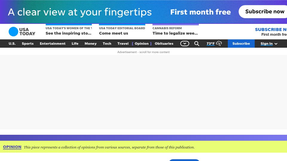 Screenshot of usatoday.com: Gannett CEO: Here's why we are suing Google for deceptive business practices