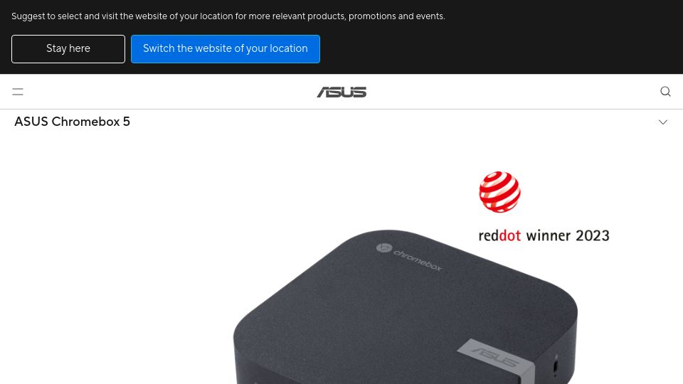 Screenshot of asus.com: ASUS Chromebox 5