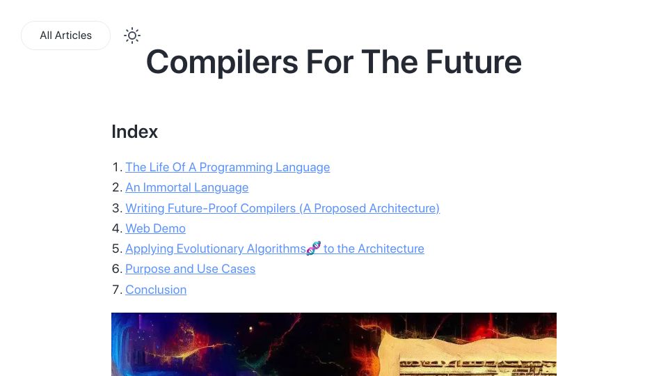 Screenshot of adam-mcdaniel-blog.github.io: Compilers for the Future