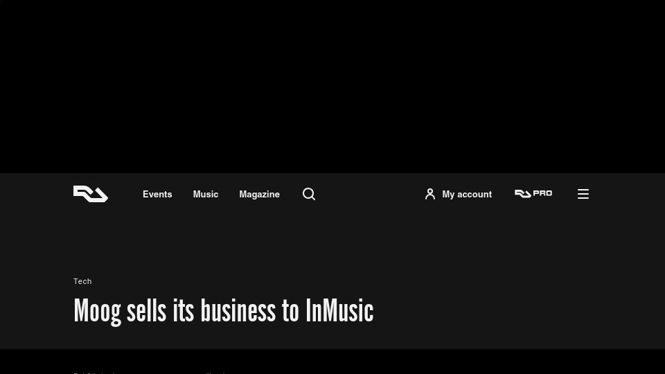 Screenshot of ra.co: Moog sells its business to InMusic