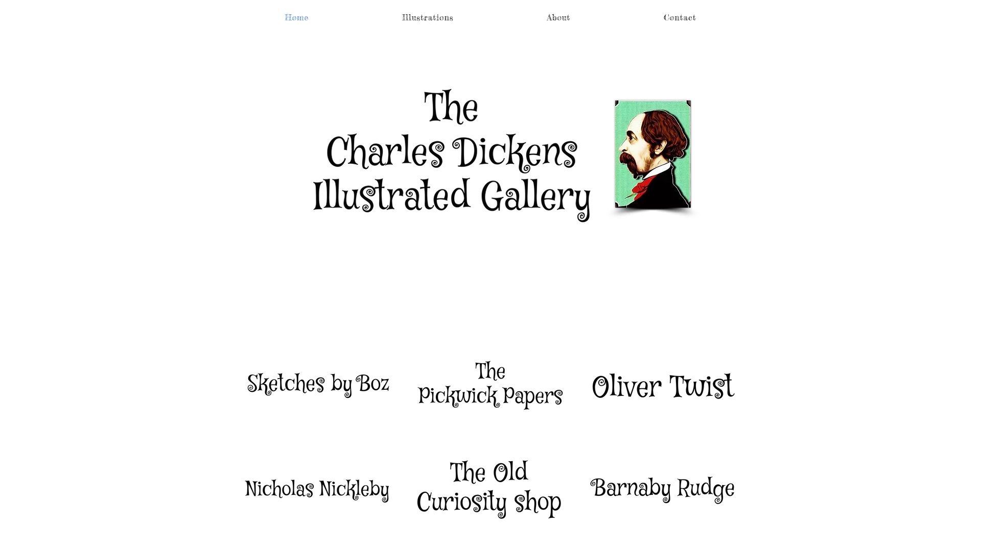Screenshot of charlesdickensillustration.org: The Charles Dickens Illustrated Gallery