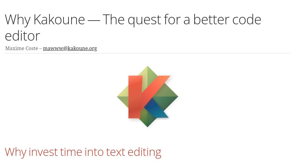 Screenshot of kakoune.org: Why Kakoune – The quest for a better code editor (2016)