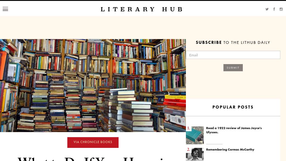 Screenshot of lithub.com: What to do if your house is overflowing with books
