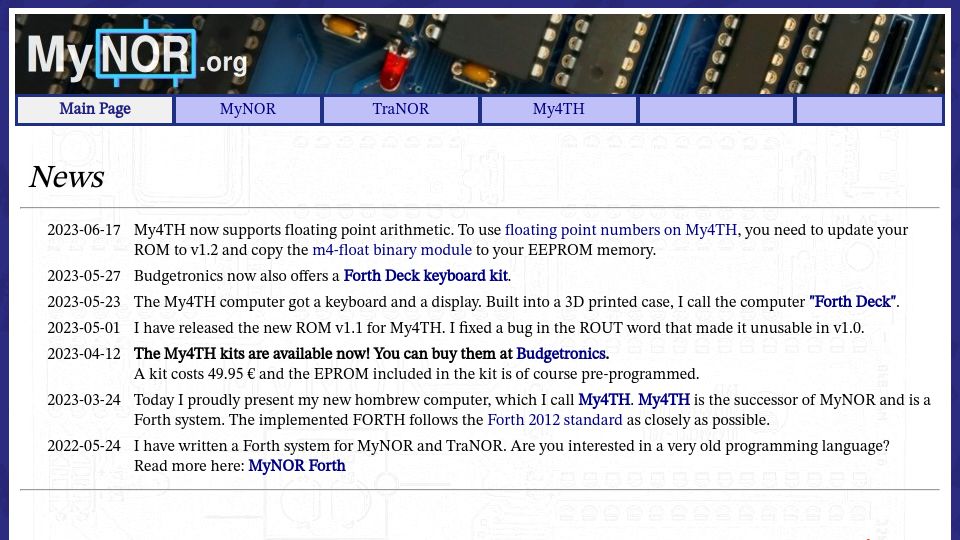 Screenshot of mynor.org: MyNOR – The yet minor computer. No CPU, no ALU, one NOR-gate is enough