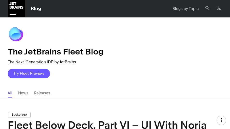 Screenshot of blog.jetbrains.com: JetBrains Noria