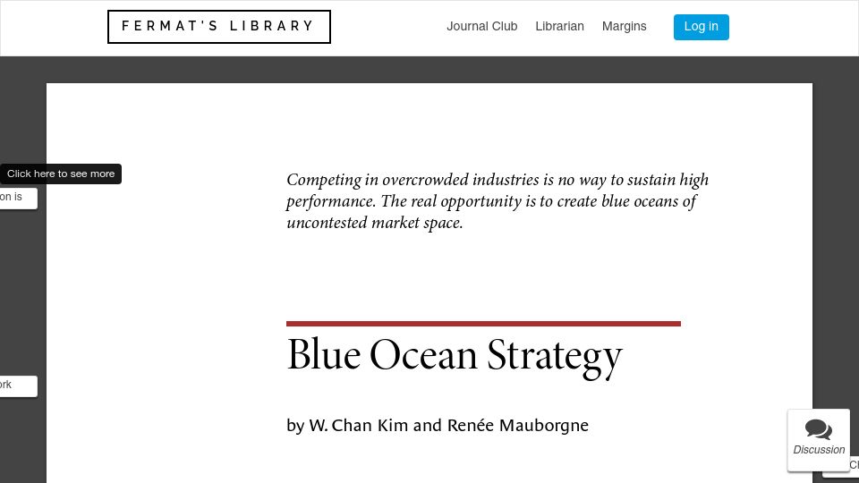 Screenshot of fermatslibrary.com: Blue Ocean Strategy