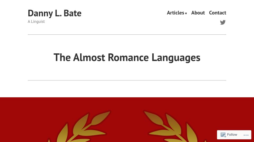 Screenshot of dannybate.com: The Almost Romance Languages