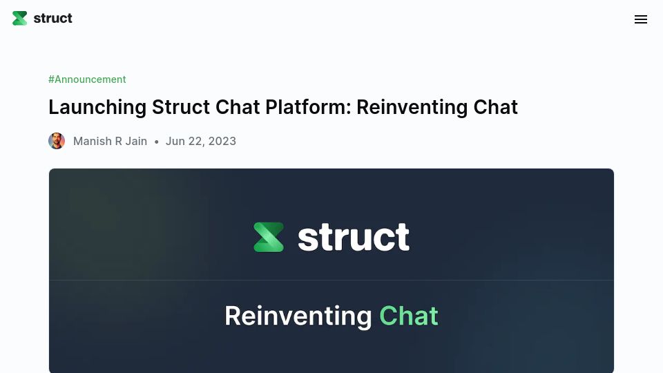Screenshot of struct.ai: Show HN: Launching Struct – Knowledge-Rich, AI-Powered Chat Platform