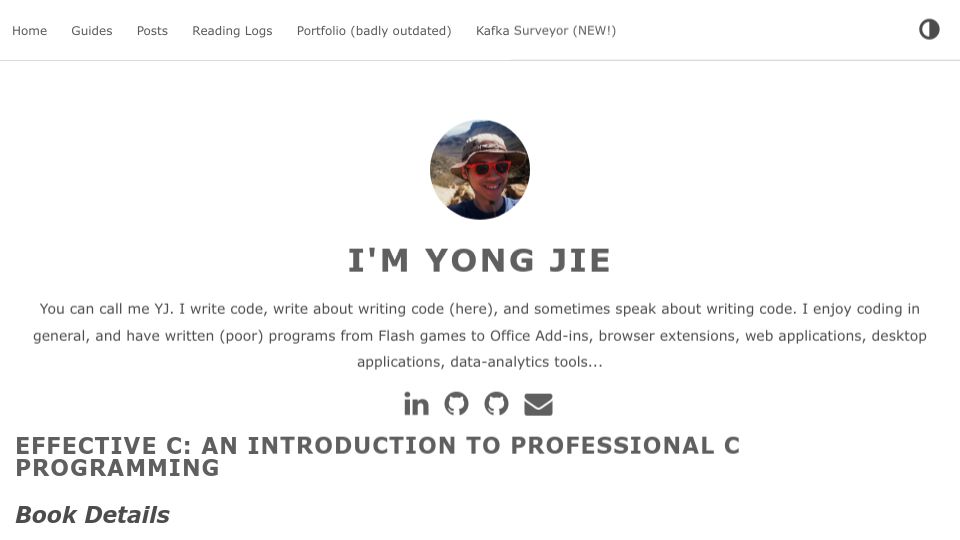 Screenshot of yongjie.codes: Reading Log for Effective C: An Introduction to Professional C Programming