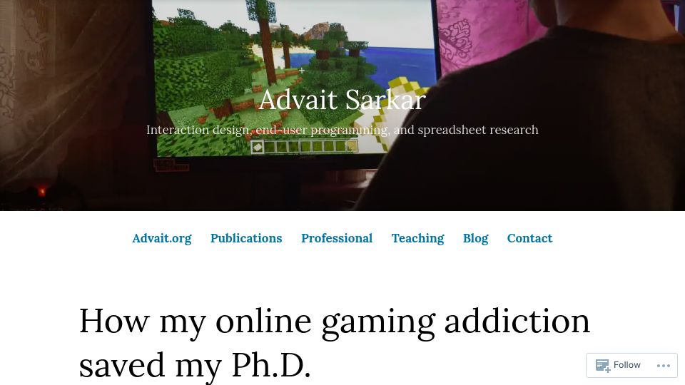 Screenshot of advaitsarkar.wordpress.com: Cookie Clicker saved my PhD