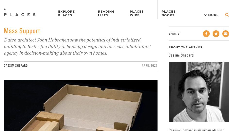 Screenshot of placesjournal.org: Mass Support: Dutch architect saw the potential of industrialized building