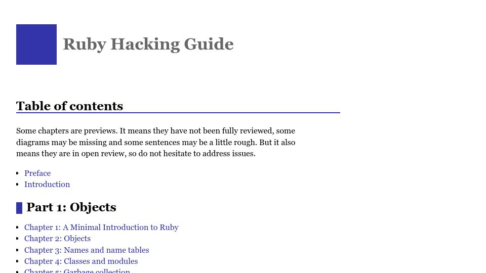 Screenshot of ruby-hacking-guide.github.io: Ruby Hacking Guide (2004)