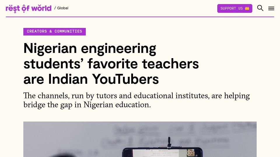 Screenshot of restofworld.org: Nigerian engineering students’ favorite teachers are Indian YouTubers