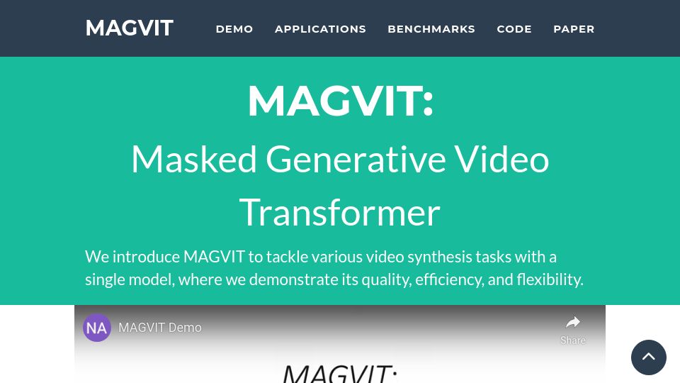 Screenshot of magvit.cs.cmu.edu: Magvit: Masked Generative Video Transformer