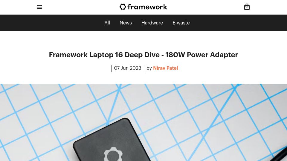 Screenshot of frame.work: Framework Laptop 16 Deep Dive – 180W Power Adapter