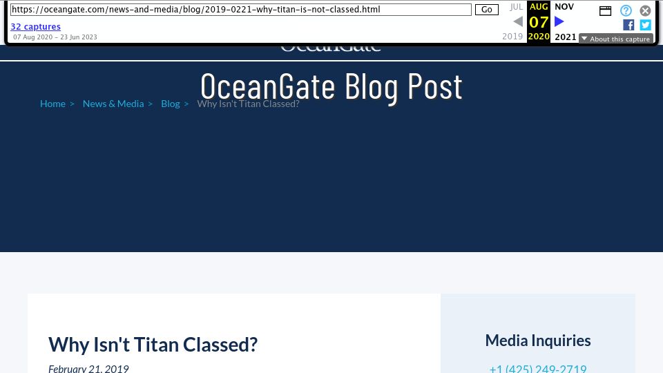 Screenshot of web.archive.org: Why isn't Titan classed? (2019)