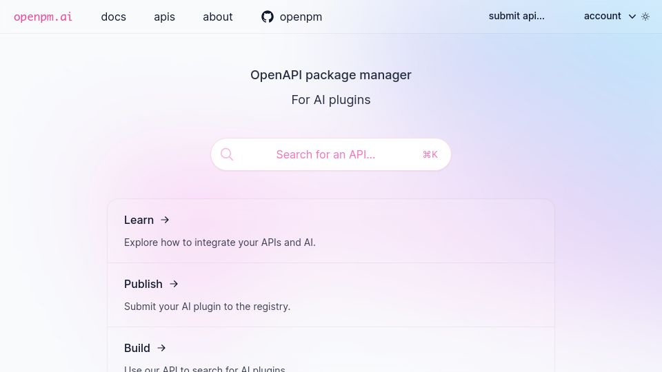 Screenshot of openpm.ai: Show HN: A package manager for AI plugins