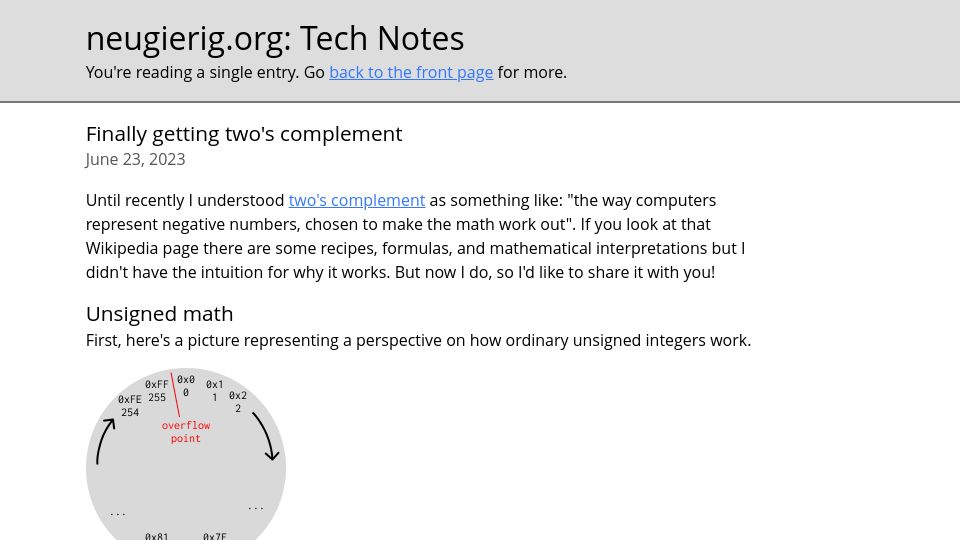 Screenshot of neugierig.org: Finally getting two's complement