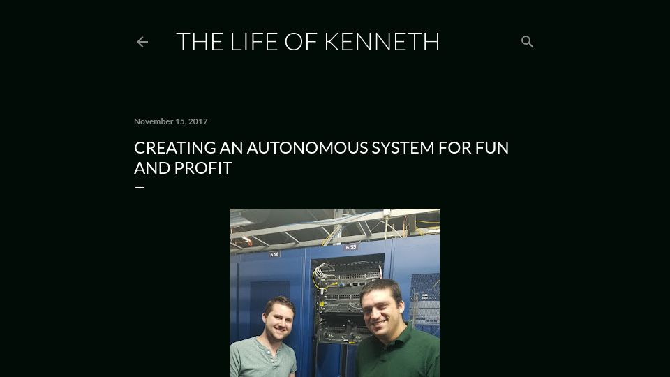 Screenshot of blog.thelifeofkenneth.com: Creating an autonomous system for fun and profit (2017)
