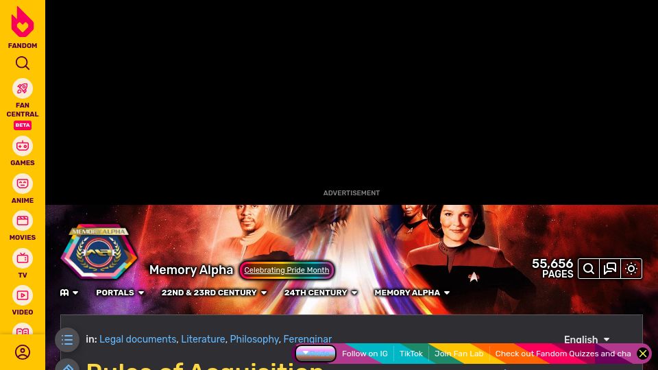 Screenshot of memory-alpha.fandom.com: Ferengi Rules of Acquisition
