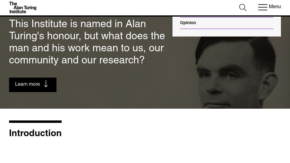 Screenshot of turing.ac.uk: What Alan Turing means to us