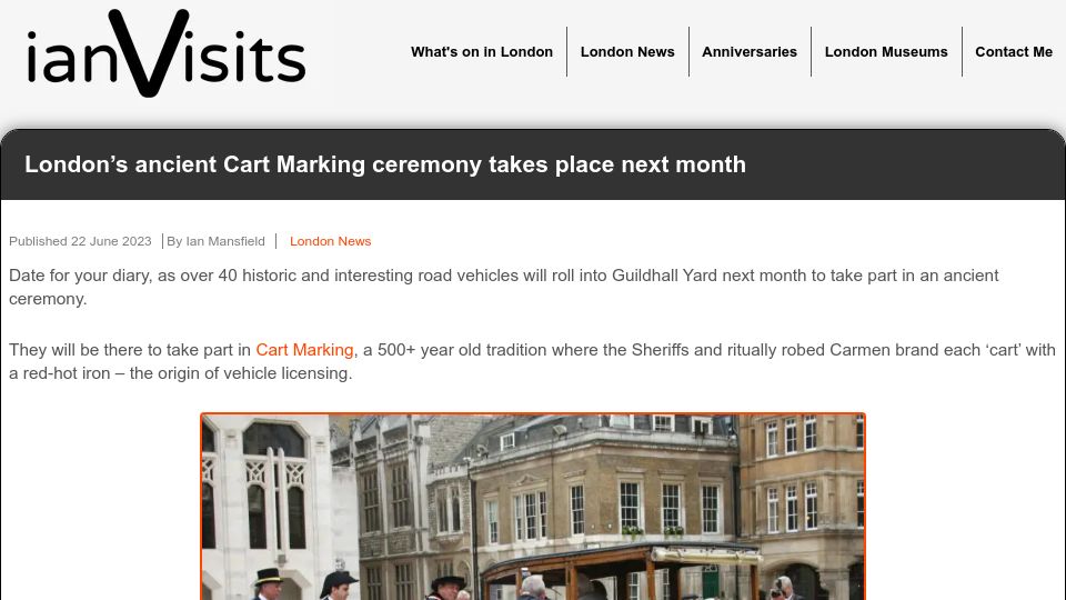 Screenshot of ianvisits.co.uk: London’s ancient cart marking ceremony