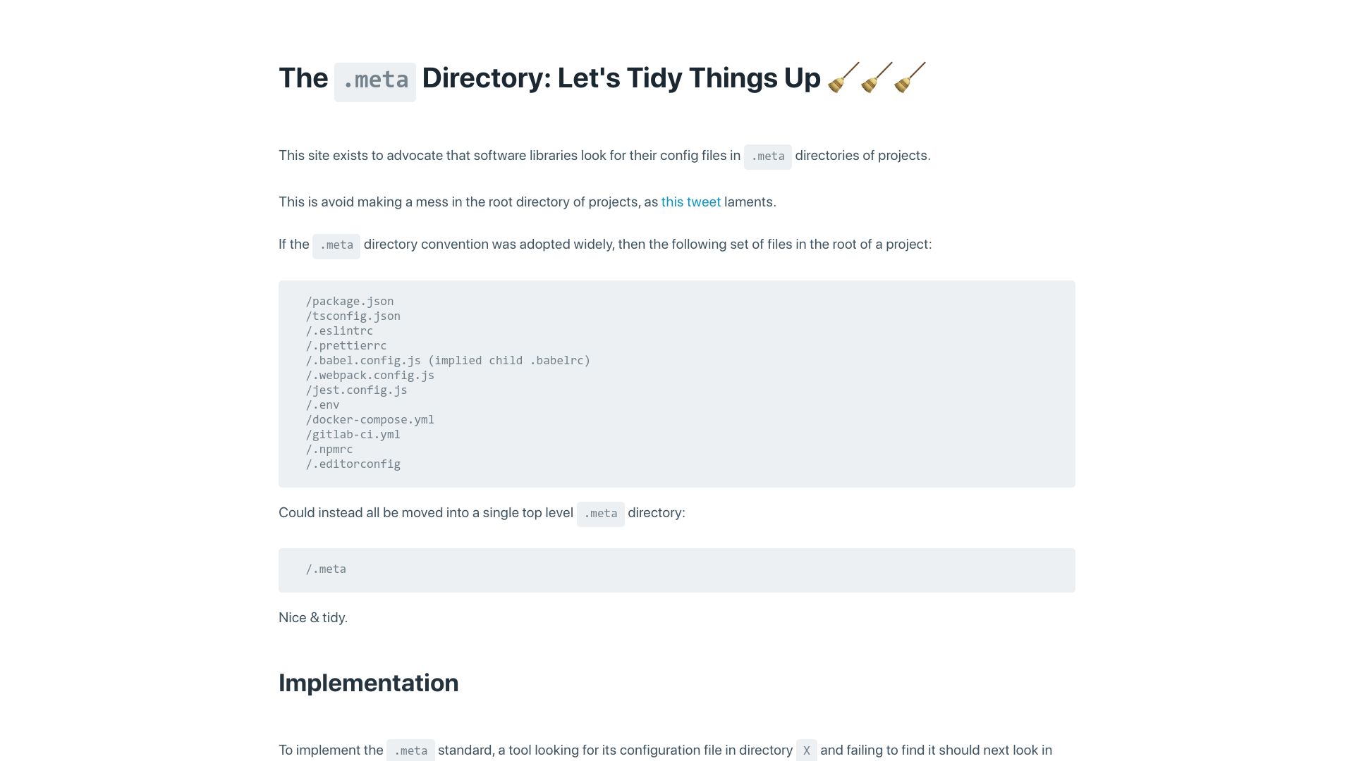 Screenshot of dotmeta.org: The .meta directory: let's tidy things up