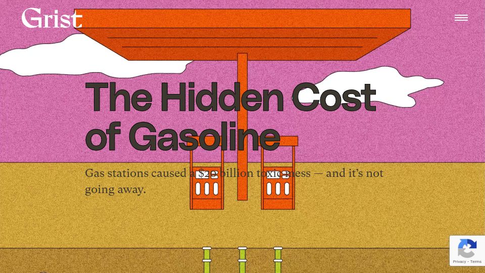 Screenshot of grist.org: The hidden cost of gasoline