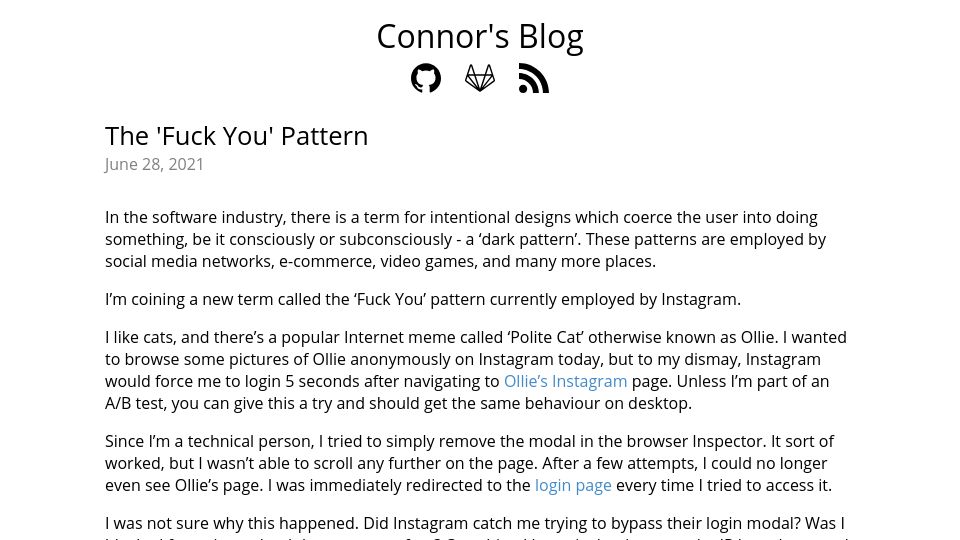 Screenshot of cedwards.xyz: The 'fuck you' pattern